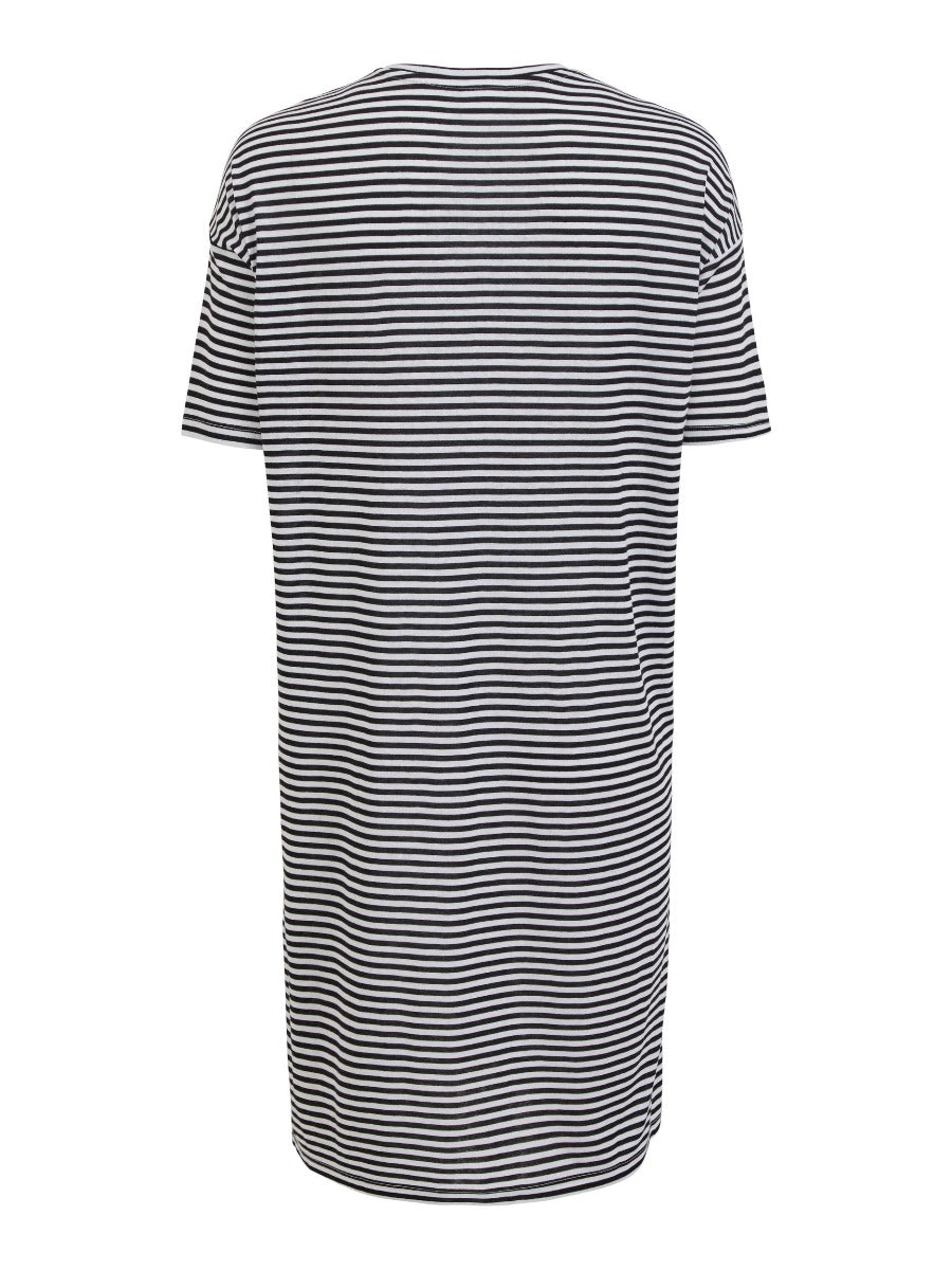 Vila Vilene s/s v-neck kjole - sort/hvid - Bahne