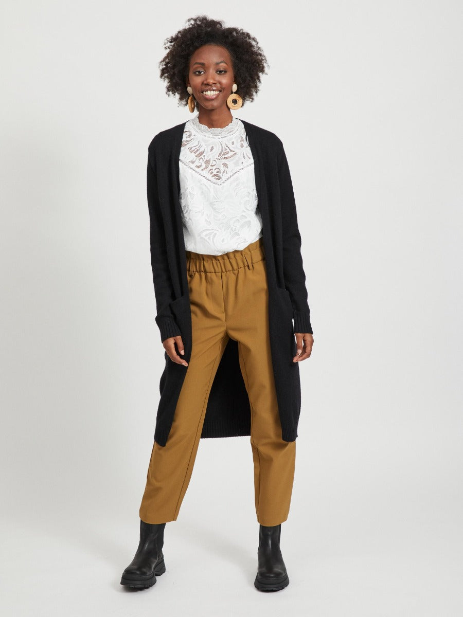 Viril lang strikket cardigan - sort