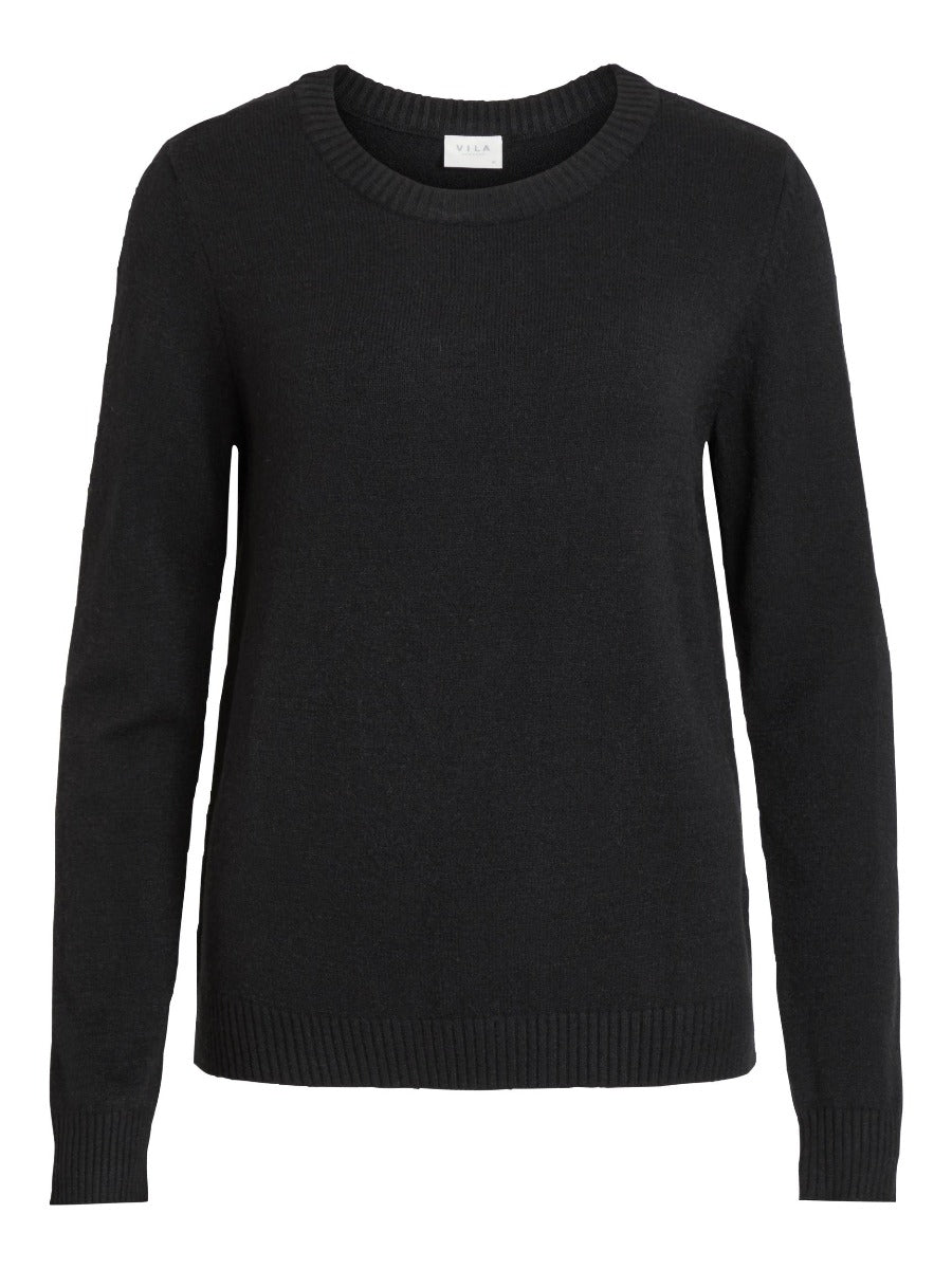 Viril O-Neck L/S striktrøje - sort