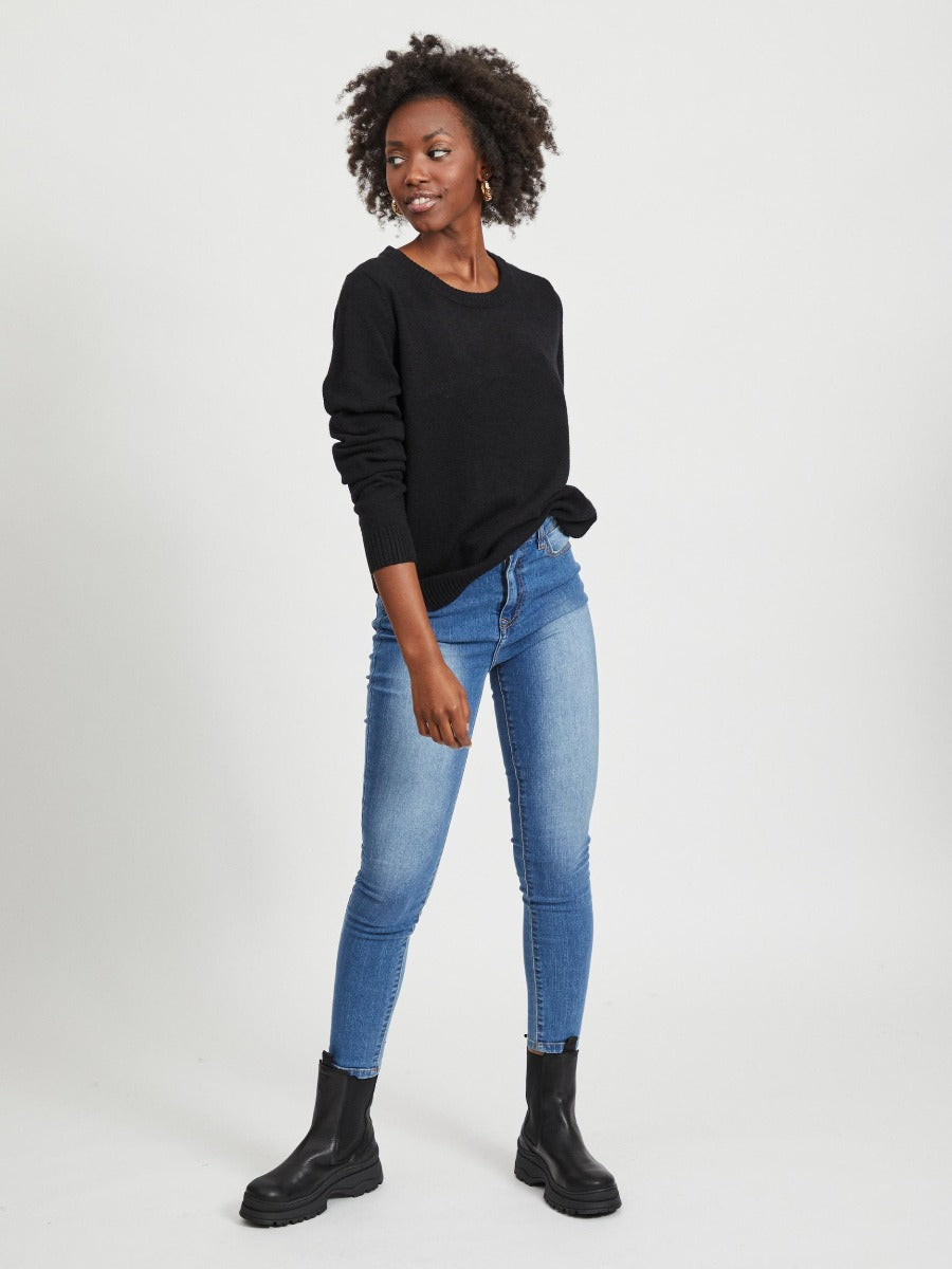 Viril O-Neck L/S striktrøje - sort