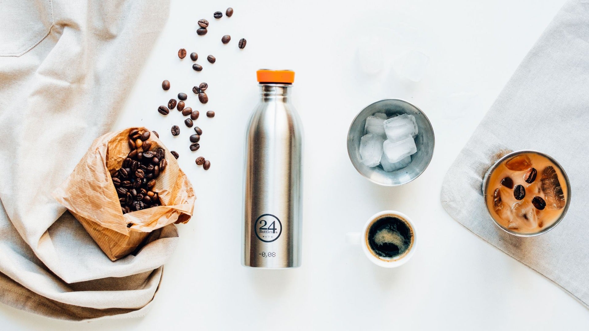 24Bottles 24bottles, Litro vandflaske, sølvfarvet -  1000ml. - Bahne